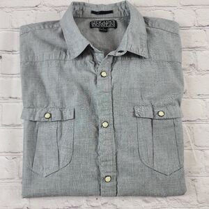 Trash Nouveau Men's Large Modern Western Pearl Snap Shirt Grey